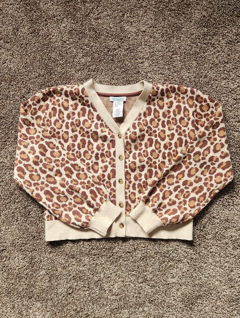 Rachel Zoe Leopard Chic Button Down Girls Cardigan Sweater Size Large